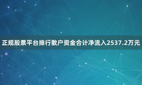 正规股票平台排行散户资金合计净流入2537.2万元